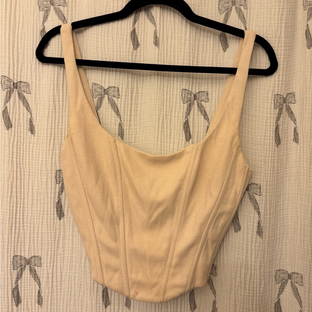 Vici Cream Structured Corset Tank Top